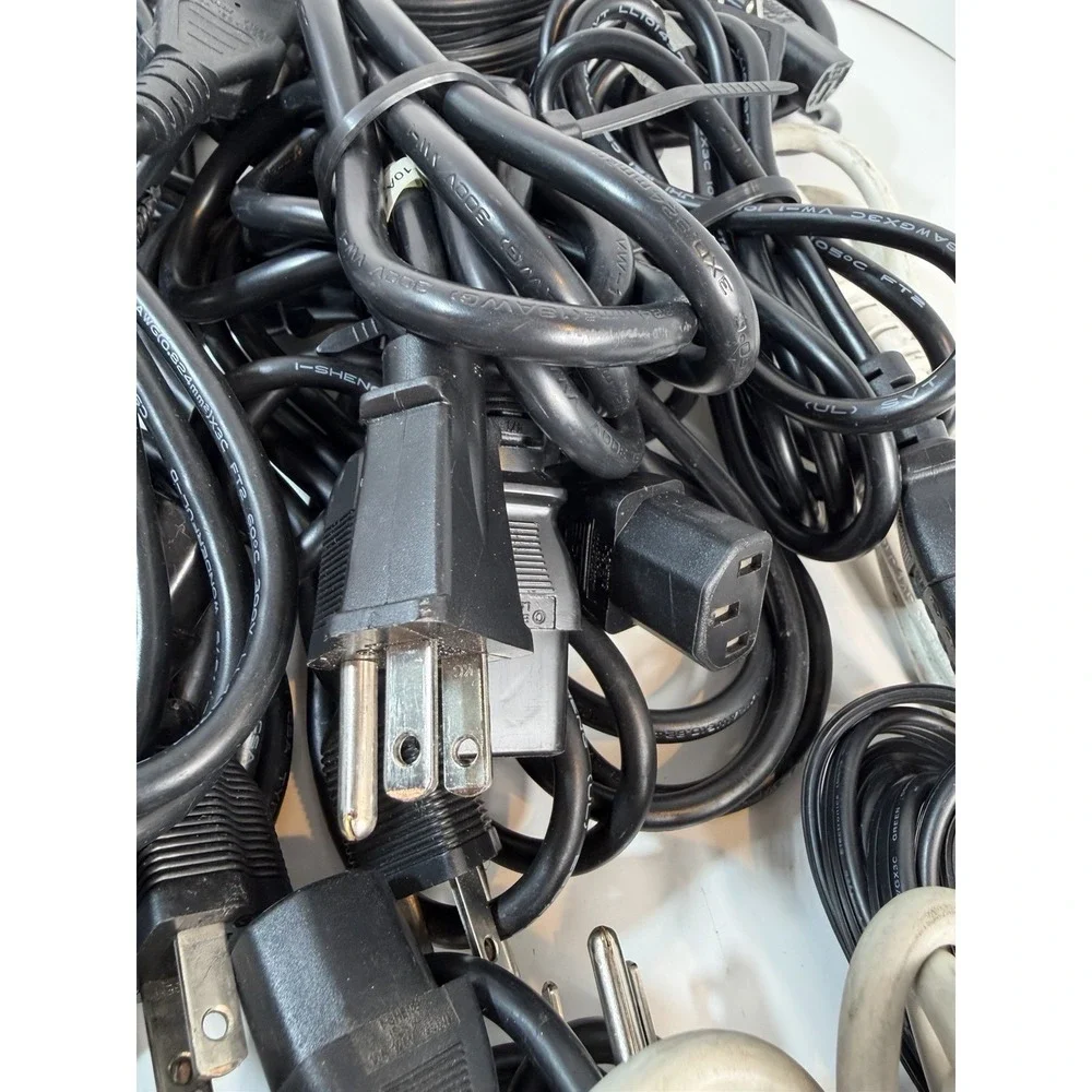 Lot of 50 3-Prong Standard PC Computer Monitor AC Power Cord Cable various size